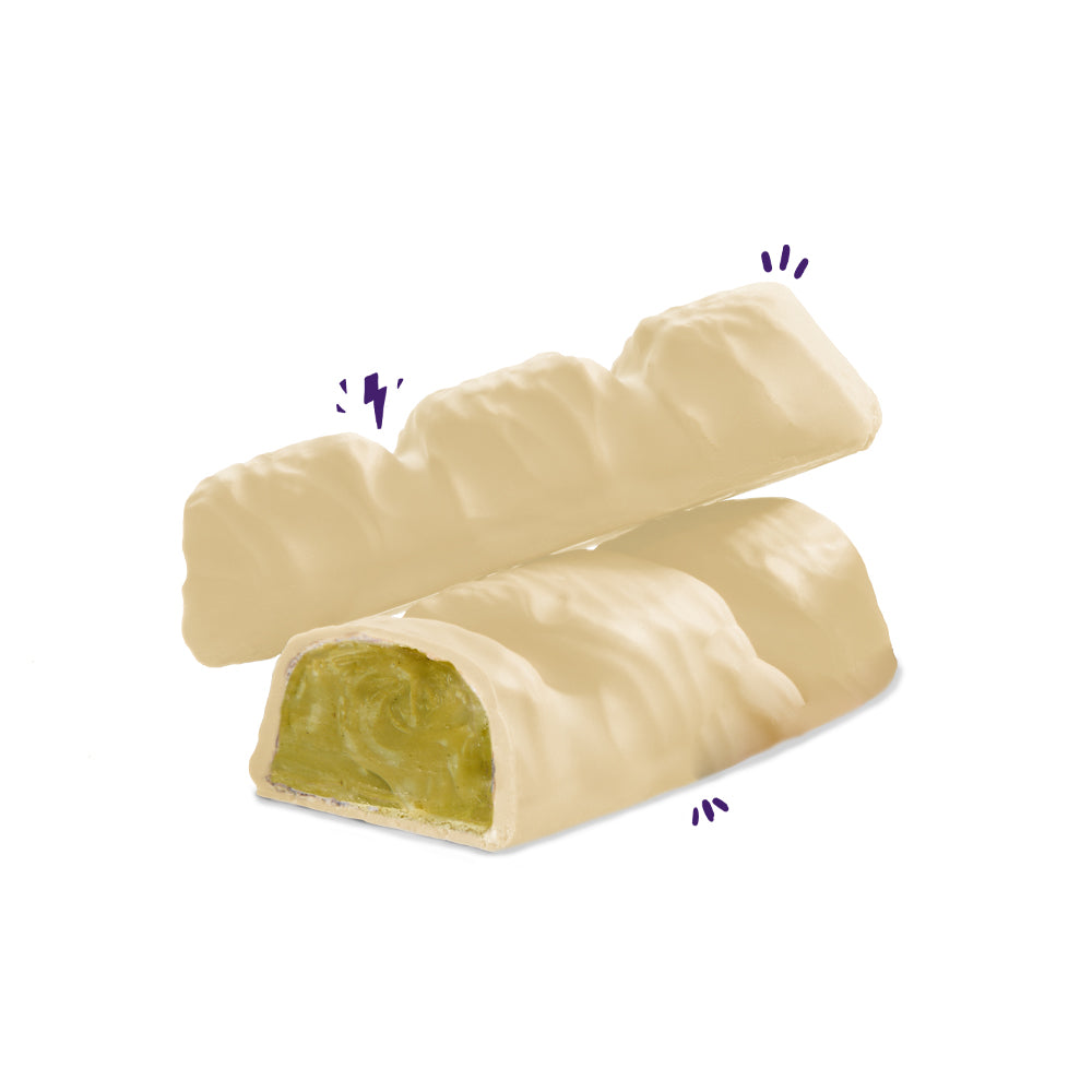 fantibueno proteico con chocolate blanco y pistacho
